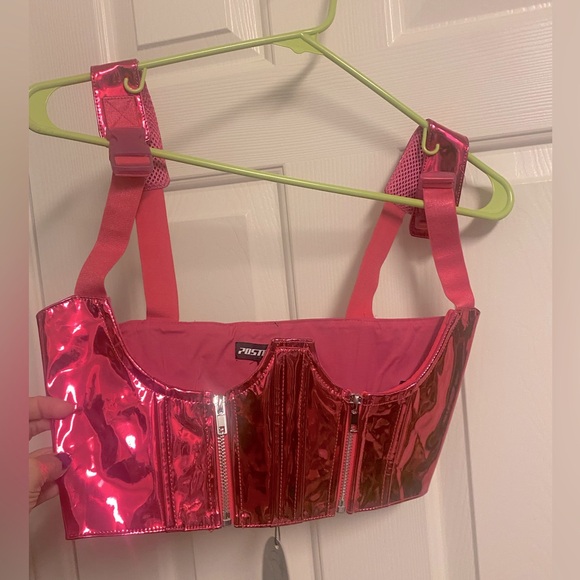 Pink Metallic Under bust top bralette 2of 2 - Picture 1 of 3